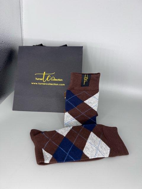 TC1024 Brown/Gray/ Blue Argyle Socks