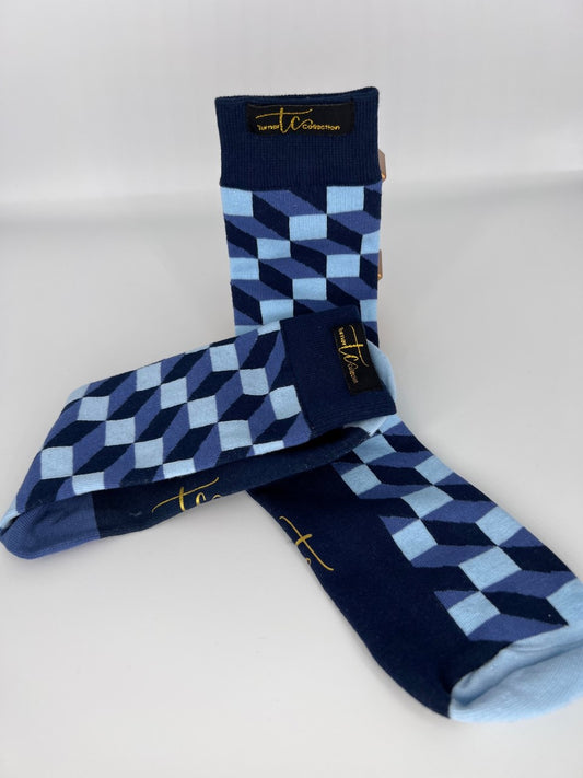 TC1002 Light Blue and Dark Blue Cotton Socks