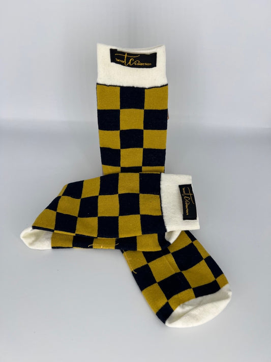 TC1014 Black and Gold Cotton Socks