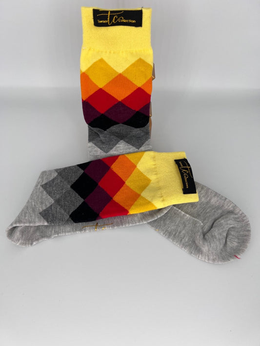TC1021 Yellow and Gray Cotton Socks