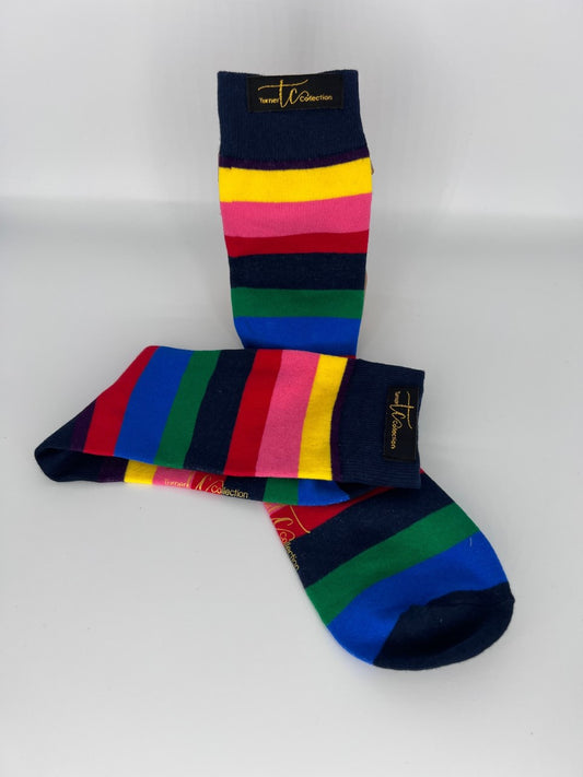 TC1022 Blue Multi-Color Cotton Socks
